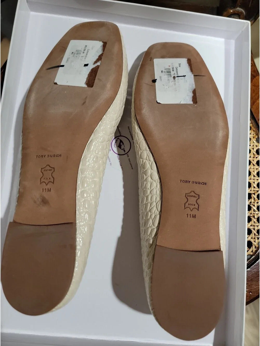 Tory Burch Womens Georgia Ballet Croc Embossed 11 M Square Toe Core Flats NEW